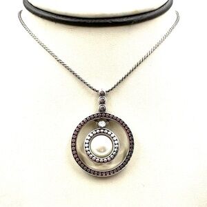 Brighton Silver Necklace Moon Shadow Pearl Pendant Retired